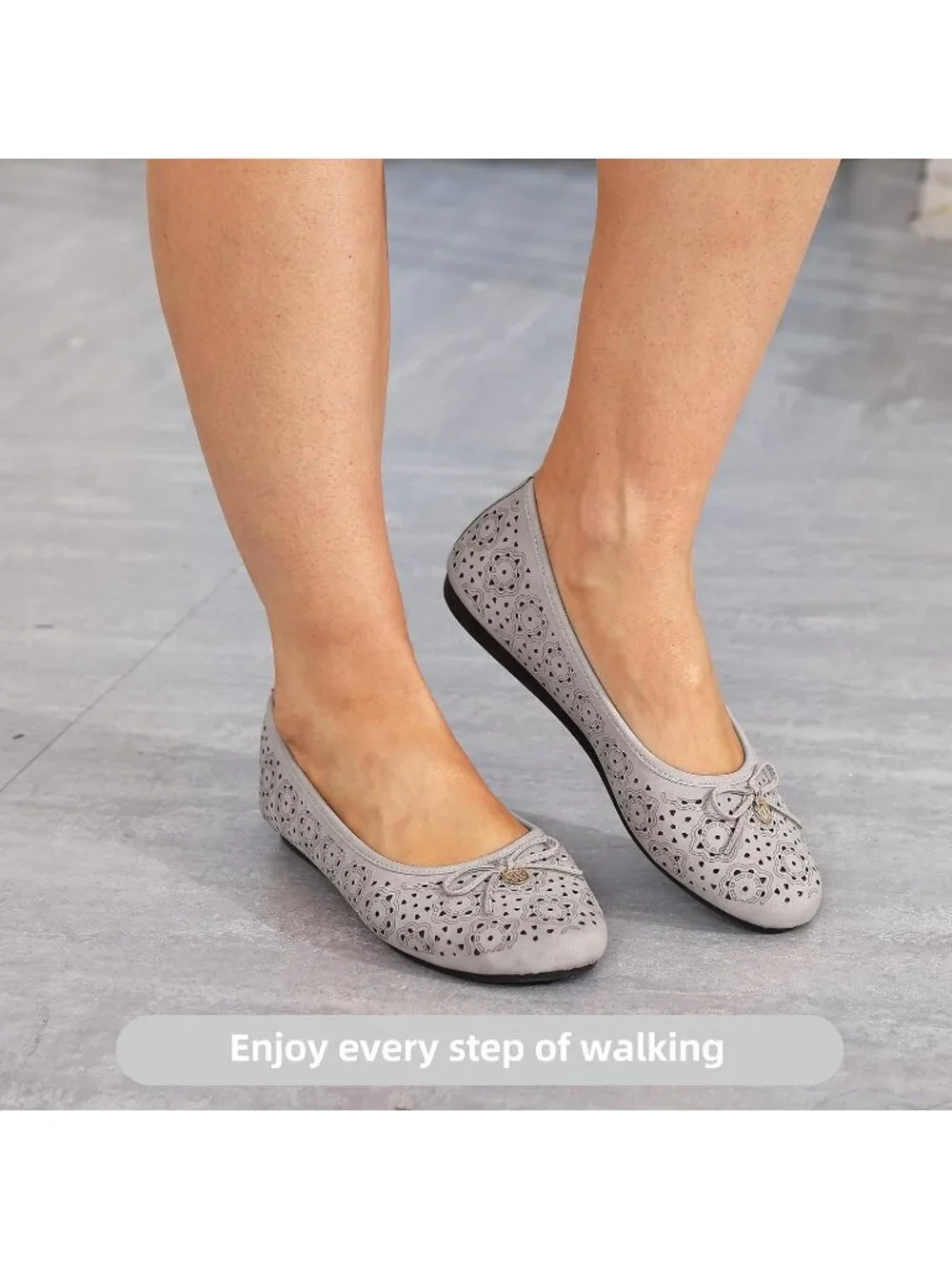 Women's Lt Grey Micro Fiber Comfortable Round Toe Flats Slip on Dressy Shoes